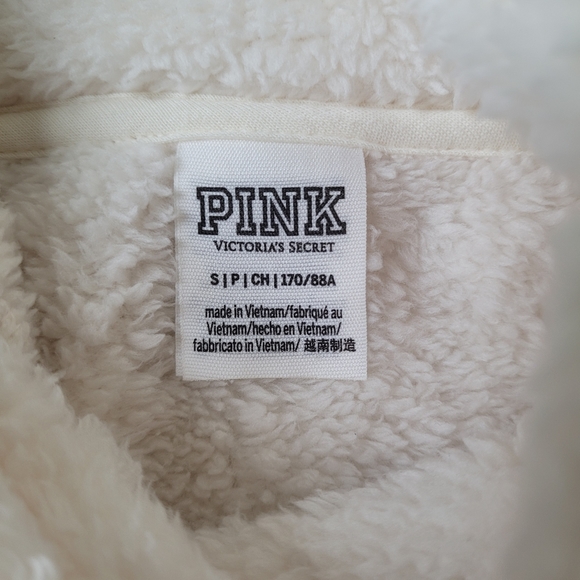 Victorias Secret PINK cream colored sherpa pullover hoodie - Picture 6 of 6